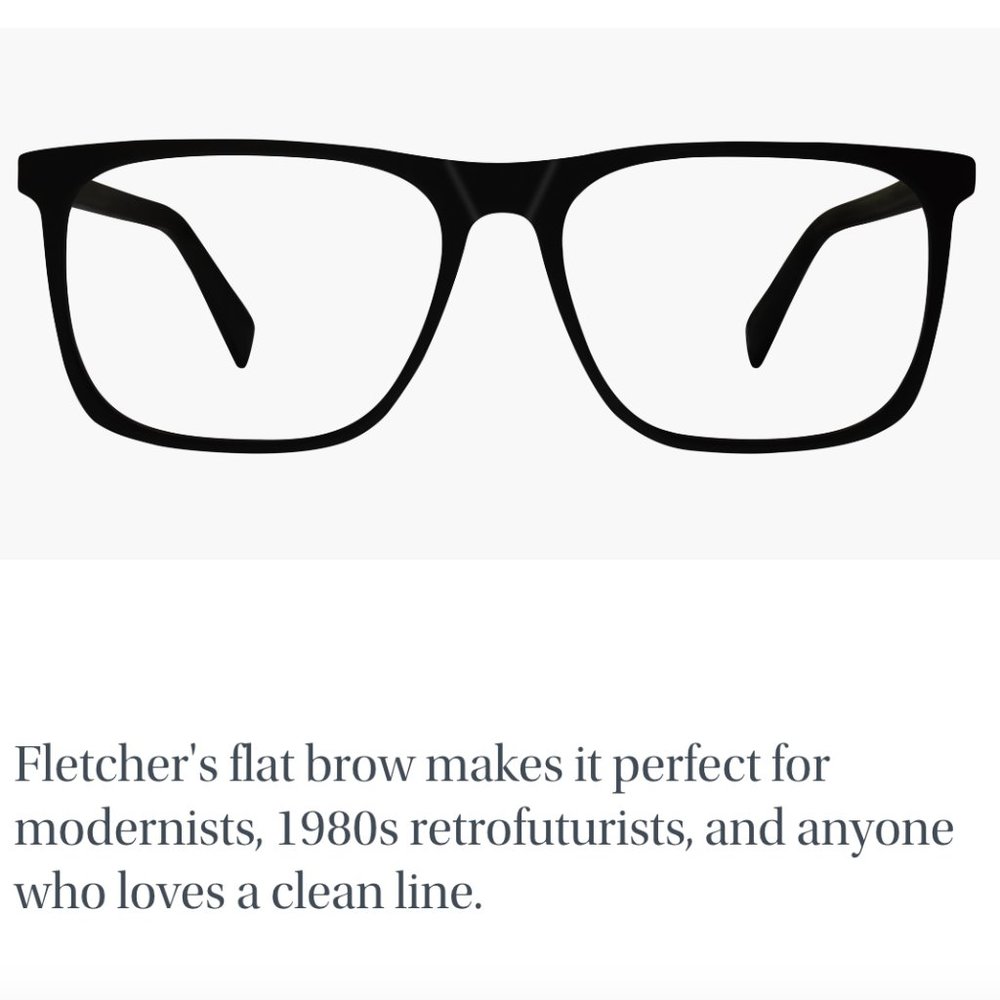 Warby Parker Fletcher Matte Black Medium with 100%  UV blocking No prescription